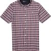 Fred Perry Hemd B.D. M1583/D60 Kurzarmhemd, Baumwolle, Rot-schwarz kariert, Rosewood