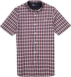 Fred Perry Hemd B.D. M1583/D60 Kurzarmhemd, Baumwolle, Rot-schwarz kariert, Rosewood