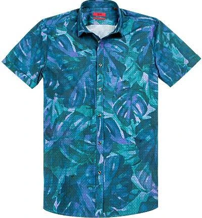 HUGO Hemd Empson 50330646/320 Kurzarmhemd, Extra Slim Fit, Popeline, Blau-grün gemustert, Bright green 1 HUGO Hemd Empson 50330646/320 Kurzarmhemd, Extra Slim Fit, Popeline, Blau-grün gemustert, Bright green