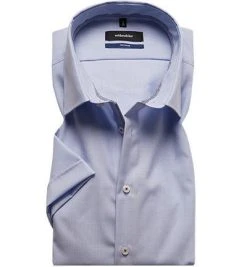 Seidensticker Tailored Kent 246239/12 Kurzarmhemd, Tailored Fit, Fil á Fil, Hellblau meliert, Hellblau