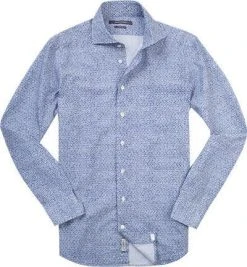 RENÉ LEZARD Hemd 72/07/X623W/4434/575 Shaped Fit, Popeline, Marine gemustert, Navy blue