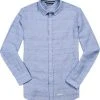Marc O'Polo Hemd 724/7303/42300/O88 Shaped Fit, Baumwolle-Leinen, Hellblau gemustert, Blue