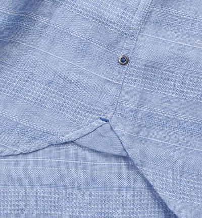 Marc O'Polo Hemd 724/7303/42300/O88 Shaped Fit, Baumwolle-Leinen, Hellblau gemustert, Blue 4 Marc O'Polo Hemd 724/7303/42300/O88 Shaped Fit, Baumwolle-Leinen, Hellblau gemustert, Blue – Bild 4