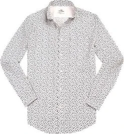 Ben Sherman Hemd Kent MA13367/A47 Regular Fit, Popeline, Weiß-blau gemustert, Bright white