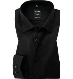 OLYMP Luxor EL69 Modern Fit 0300/69/68 Hemd, Popeline, Extra langer Arm, Schwarz