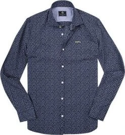 N.Z.A. Hemd 17BN530/navy Popeline, Navy gemustert