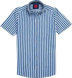 OLYMP Hemd Level Five Casual Body Fit3072/72/15 Kurzarmhemd, Popeline, Blau-weiß gestreift, Blau