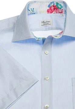 Stenströms Fitted Body 684774/1124/102 Kurzarmhemd, Popeline, Blau-weiß gestreift, Blau