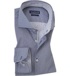 Jacques Britt Hemd Kai Mix EL 865121/18 Slim Fit, Popeline, Extra langer Arm, Navy meliert, Blau