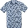 OLYMP Hemd Casual Modern Fit 4092/72/18 Kurzarmhemd, Popeline, Jeansblau gemustert, Marine