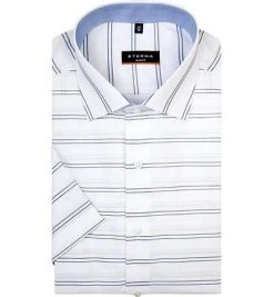 ETERNA slim fit 8632/G140/15 Kurzarmhemd, Baumwolle, Weiß-blau gestreift, Weiß-blau