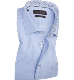 Jacques Britt Hemd Como Mix WP 885071/10 Kurzarmhemd, Custom Fit, Baumwolle, Blau, Hellblau