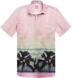 Signum Modern Fit Kent 172515199/632 Kurzarmhemd, Baumwolle, Multicolor gemustert, Rosé