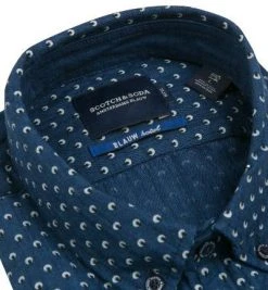 Scotch & Soda Hemd 137699/18 Slim Fit, Baumwolle, Navy gemustert, Dunkelblau -hemdenverkauf 273119 norm3
