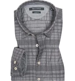 Marc O'Polo Hemd 728/7339/42098/P79 Shaped Fit, Baumwolle, Grau kariert, Grey
