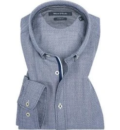 Marc O'Polo Hemd M28/7334/42062/V84 Shaped Fit, Baumwolle, Blau gemustert, Combo