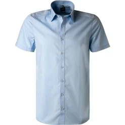 OLYMP Hemd Level Five Body Fit 6090/12/10 Kurzarmhemd, Popeline, Bleu, Hellblau