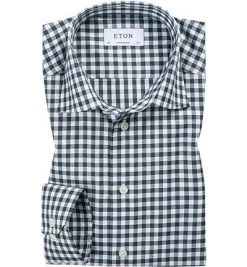 ETON Contemporary Fit Kent 13/79311/69 Hemd, Twill, Petrol-weiß kariert, Petrol