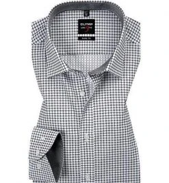 hemdenverkauf 42 OLYMP Hemd Level Five Body Fit EL 2038/89/68 Popeline, Extra langer Arm, Schwarz-weiß gemustert, Schwarz