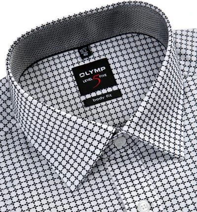 OLYMP Hemd Level Five Body Fit EL 2038/89/68 Popeline, Extra langer Arm, Schwarz-weiß gemustert, Schwarz 2 OLYMP Hemd Level Five Body Fit EL 2038/89/68 Popeline, Extra langer Arm, Schwarz-weiß gemustert, Schwarz – Bild 2