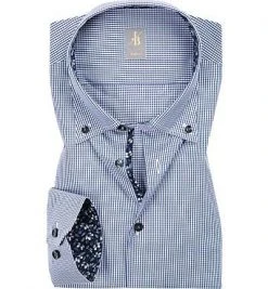 Jacques Britt Slim Fit Treviso Mix B.D. 167150/15 Hemd, Popeline, Navy kariert, Dunkelblau