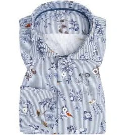 van Laack Hemd Livara 170020/LIVARA-BTFW/750 Tailor Fit, Popeline, Blau gemustert, Blau