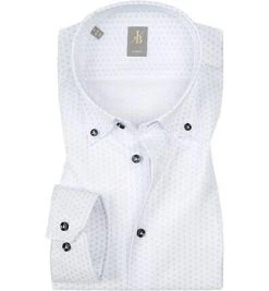 Jacques Britt Slim FitTreviso B.D.167201/10 Hemd, Baumwolle, Weiß-blau gemustert, Blau