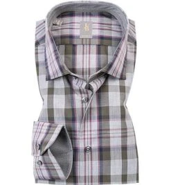 Jacques Britt Custom Fit Rimini Mix Kent 1373/33 Hemd, Chambray, Grau kariert, Grau