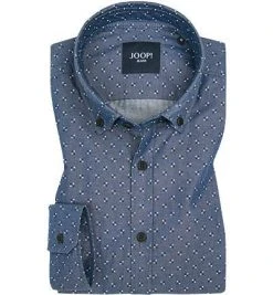 JOOP! Hemd JJSH-19Heli-W 30006622/410 Slim Fit, Twill, Marineblau gemustert, Marine