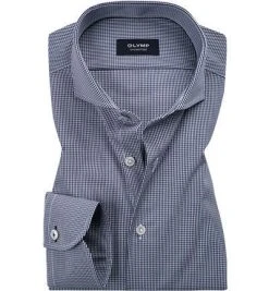 OLYMP Signature OLYMP Hemd Signature 8512/84/13 Tailored Fit, Popeline, Blau kariert, Rauchblau
