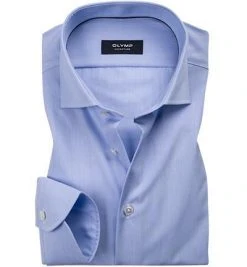 OLYMP Signature OLYMP Hemd Signature EL 8534/89/11 Tailored Fit, Popeline, Extra langer Arm, Bleu meliert, Bleu