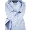 Marc O'Polo Hemd 730/7377/42312/P86 Shaped Fit, Popeline, Bleu kariert, Hellblau