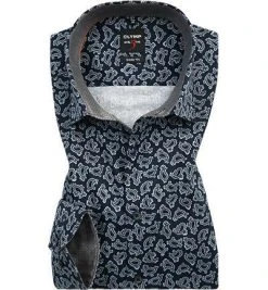 OLYMP Hemd Level Five Body Fit 2015/89/18 Popeline, Extra langer Arm, Navy gemustert, Marine