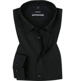 Seidensticker X-Slim Kent 477870/39 Hemd, X-Slim Fit, Popeline, Schwarz