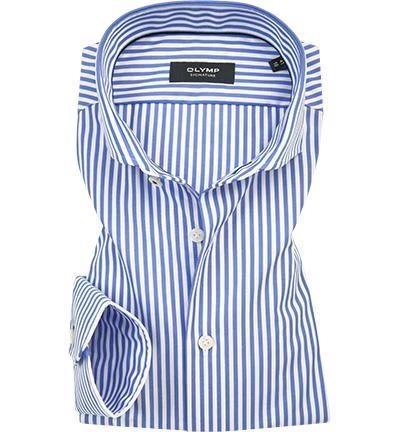 OLYMP Signature Hai EL 8536/89/11 Hemd, Tailored Fit, Popeline, Extra langer Arm, Azurblau-weiß gestreift, Bleu 1 OLYMP Signature Hai EL 8536/89/11 Hemd, Tailored Fit, Popeline, Extra langer Arm, Azurblau-weiß gestreift, Bleu