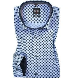 OLYMP Hemd Level Five Body Fit EL 2009/89/18 Popeline, Extra langer Arm, Blau gepunktet, Marine