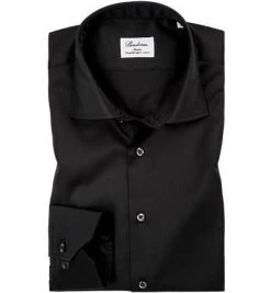 Stenströms Slimline 702771/1465/600 Hemd, Fitted Body, Twill, Schwarz
