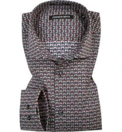 rosso e nero Hemd Slim Line 1814/0 Slim Fit, Popeline, Blau gemustert, Multicolour