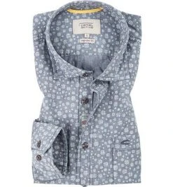 camel active Hemd Jean Hai 325260/10 Regular Fit, Baumwolle, Navy-weiß gestreift, Light blue