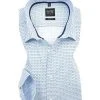 OLYMP Hemd Level Five Body Fit EL 2027/89/11 Popeline, Extra langer Arm, Bleu gemustert, Bleu