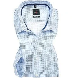 OLYMP Hemd Level Five Body Fit EL 2027/89/11 Popeline, Extra langer Arm, Bleu gemustert, Bleu