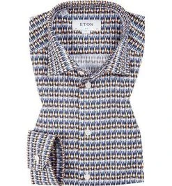 ETON Slim Fit Kent 2669/79511/29 Hemd, Baumwolle, Rauchblau-orange, Blau-gelb