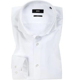BOSS Hemd Jason 50380059/100 Slim Fit, Baumwolle, Weiß