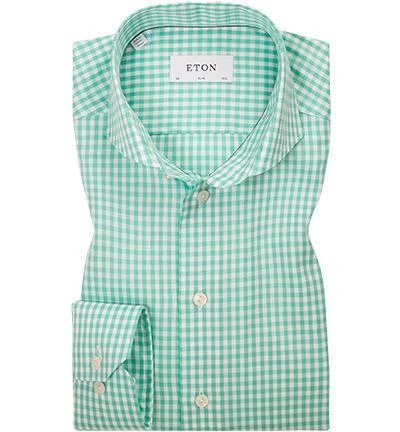 ETON Hemd 67/73511/63 Slim Fit, Fil à Fil, Türkis-weiß kariert, Grün 1 ETON Hemd 67/73511/63 Slim Fit, Fil à Fil, Türkis-weiß kariert, Grün