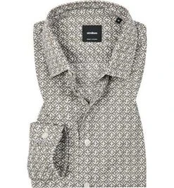 Strellson Hemd Caspar-W 30009231/270 Popeline, Greige gemustert, Greige-weiß