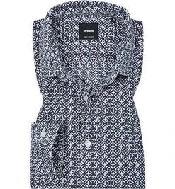 Strellson Hemd Caspar-W 30009231/412 Popeline, Navy gemustert, Dunkelblau-weiß