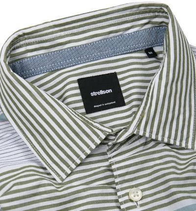 Strellson Hemd Caspar1 30009213/315 Kurzarmhemd, Baumwolle, Taubenblau gestreift, Weiß-grün-blau 2 Strellson Hemd Caspar1 30009213/315 Kurzarmhemd, Baumwolle, Taubenblau gestreift, Weiß-grün-blau – Bild 2