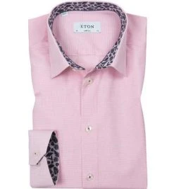 ETON Hemd 2716/88836/51 Super Slim Fit, Popeline, Rosa kariert, Rosa