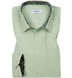 ETON Hemd 2716/88836/63 Super Slim Fit, Popeline, Grün kariert, Grün