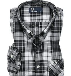 Fred Perry Hemd M3541/102 Popeline, Schwarz kariert, Black